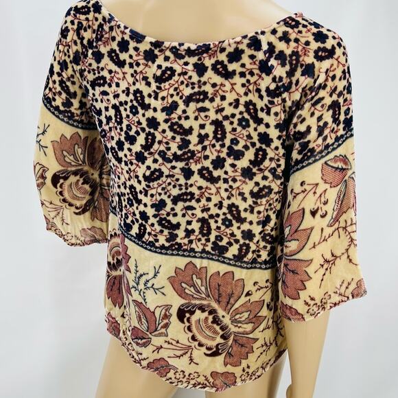 Chaser Folkloric Tapestry Silk Blend Boat Neck Top - Picture 5 of 12